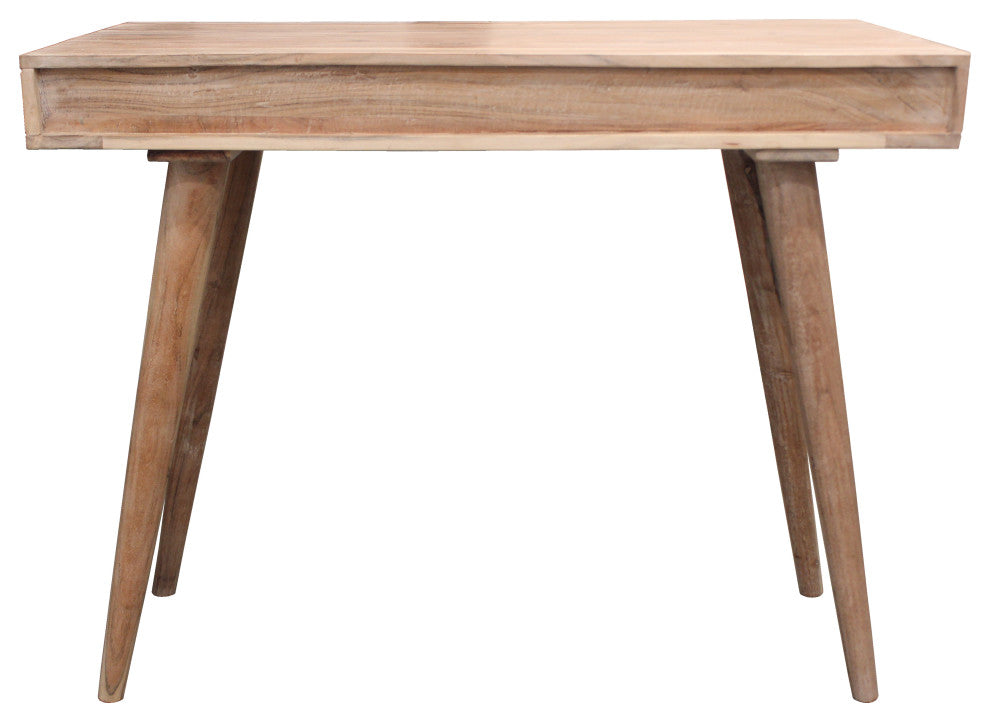 Benedict Gray Acacia Solid Wood 2 Drawer Desk, White Wash