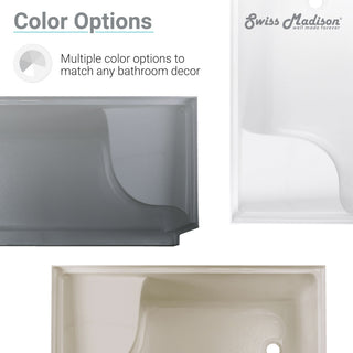 Aquatique 60"x32" Shower Base With Left Hand Drain, Biscuit