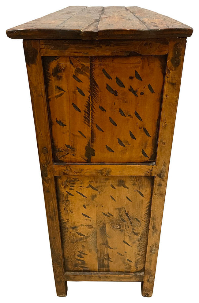 Consigned 19th Century Antique Tibetan Hand Painted Credenza Storage Cabinet