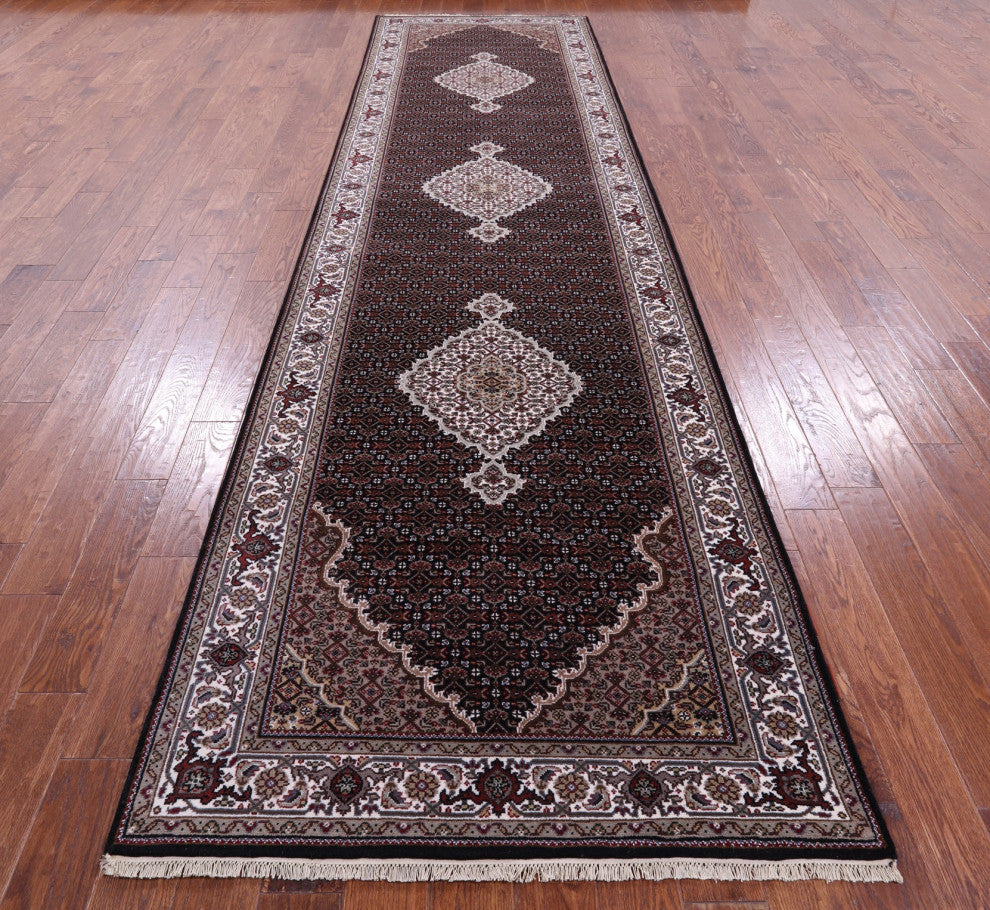 Wool & Silk Hand-Knotted Persian Tabriz Runner Rug 4' 1" X 16' 1" - Q13019