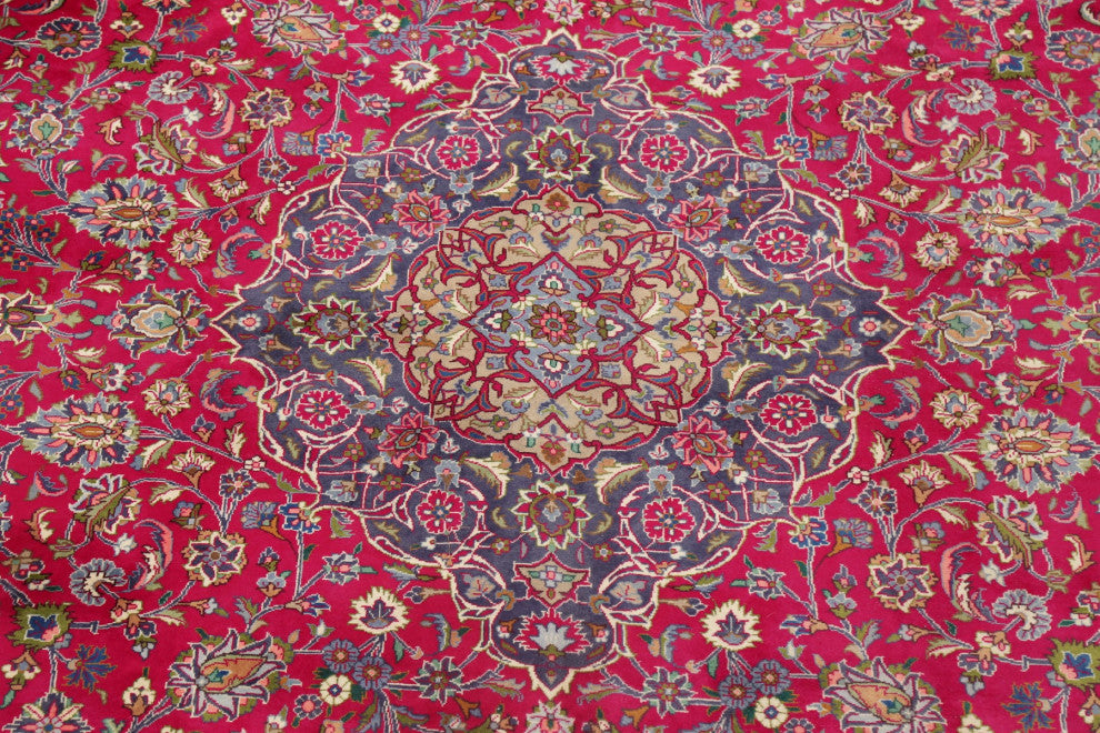 Consigned, Vintage Oriental Traditional Handmade Persian Area Rug, Pink, 10x13