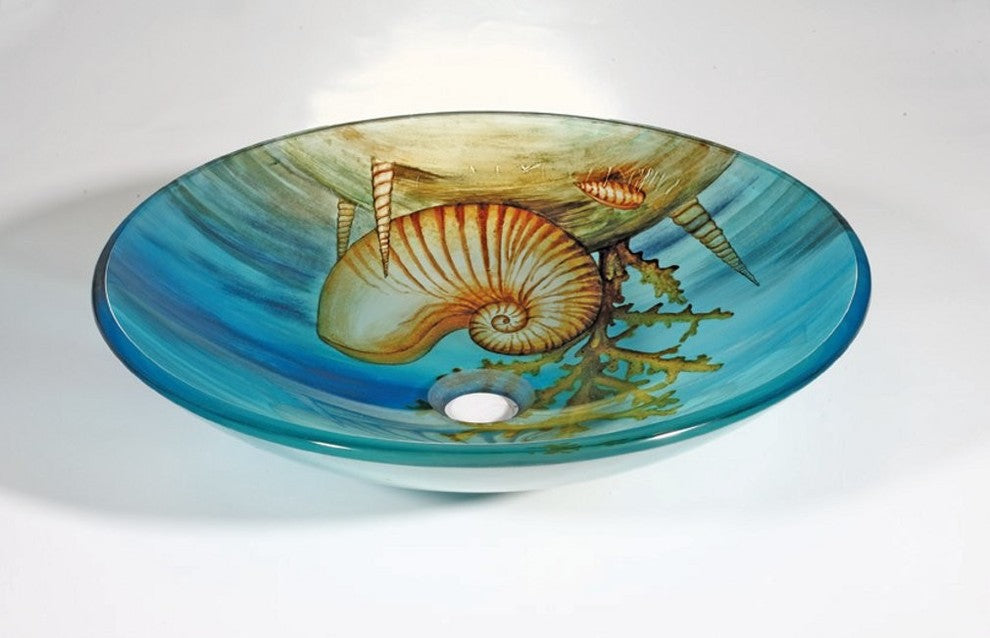 Tempered Glass 1/2" Thick, 17.7" Diameter, 4.3" With Chrome Pop-Up Drain