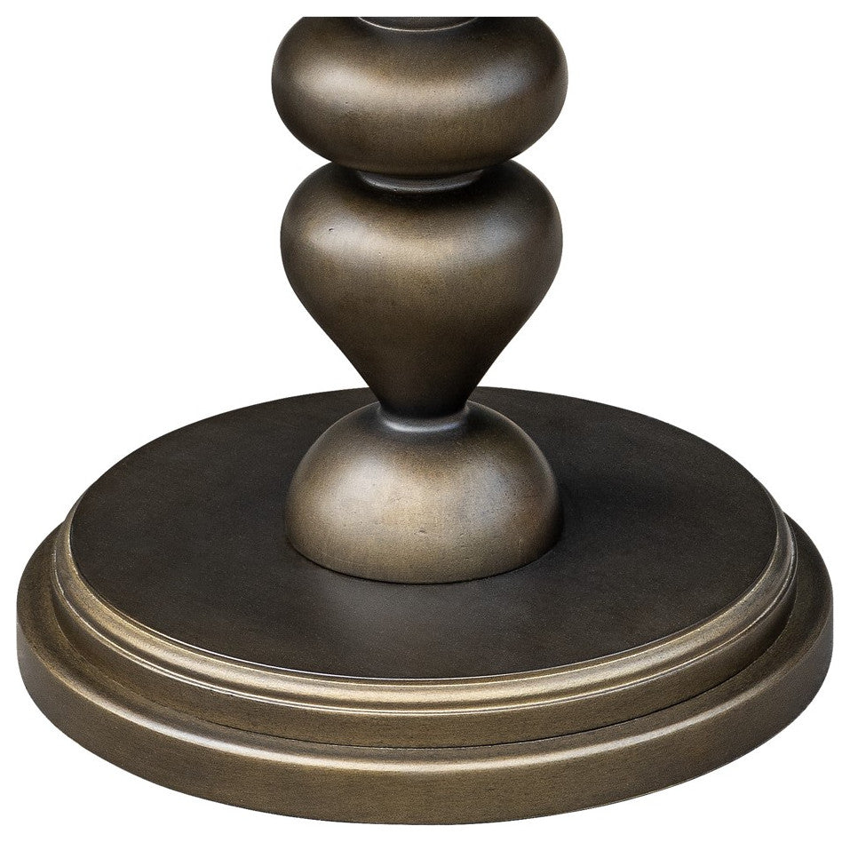 Del Mar Bronze Pedestal Round Accent Table for Small Space