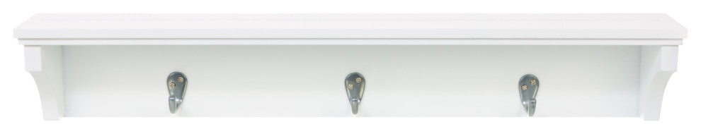 Kiera Grace Finley Wall Shelf With 3 Metal Hooks White, 24
