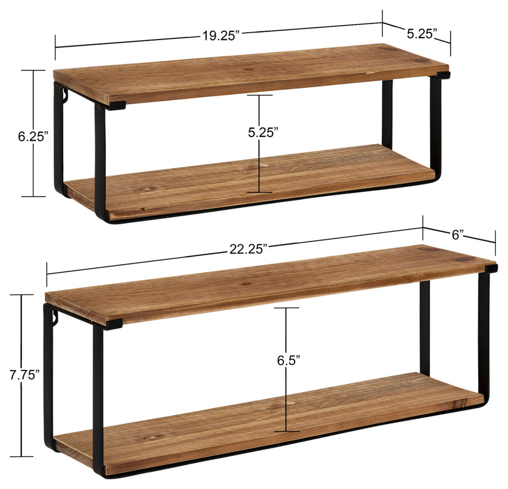 Rustic Dowler Nesting Shelf Set, Rustic Brown/Black 2 Piece