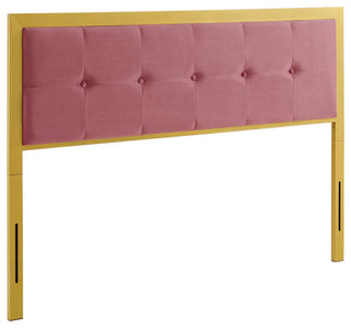 Teagan Tufted King Performance Velvet Headboard - Gold Dusty Rose