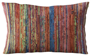 Plutus Multi-Color Red Sea Stripe Luxury Throw Pillow, 12"x20"