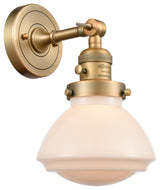 Olean 1-Light Sconce, Brushed Brass, Matte White