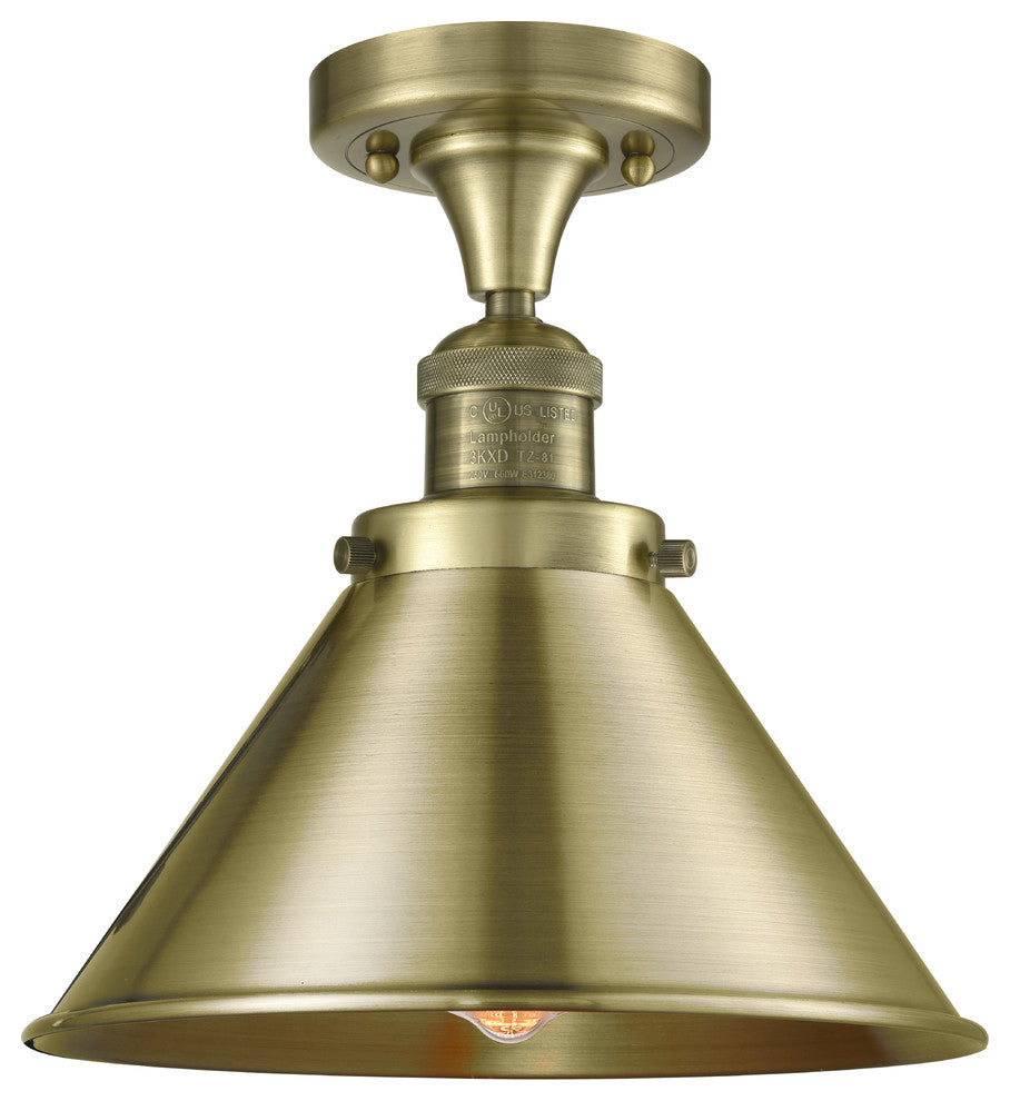 Briarcliff 10" Semi-Flush Mount, Antique Brass, Shade: Antique Brass