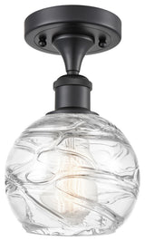 Small Deco Swirl 1-Light Semi-Flush Mount, Matte Black, Clear