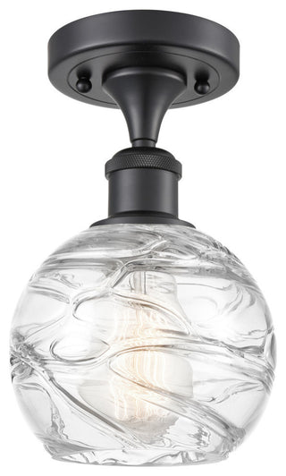 Small Deco Swirl 1-Light Semi-Flush Mount, Matte Black, Clear