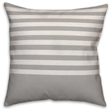 Gray and White Colorblock Stripe 16x16 Throw Pillow