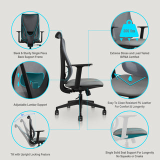 Ergonomic Office Desk Chair With Adjustable Lumbar High Mesh Back, Black