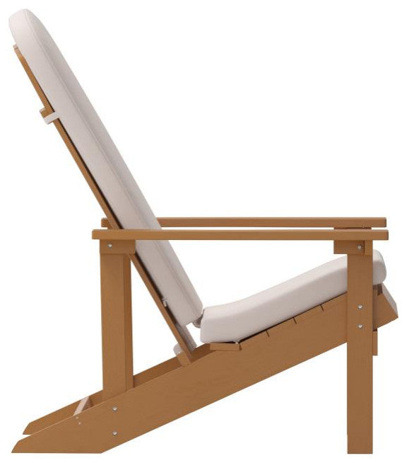 Charlestown Set of 2 Adirondack Chairs with Cushions, Teak/Cream