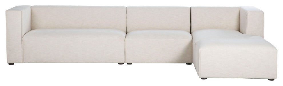 Premium Upholstered Sectional With Ottoman, Beige, Right Arm Facing