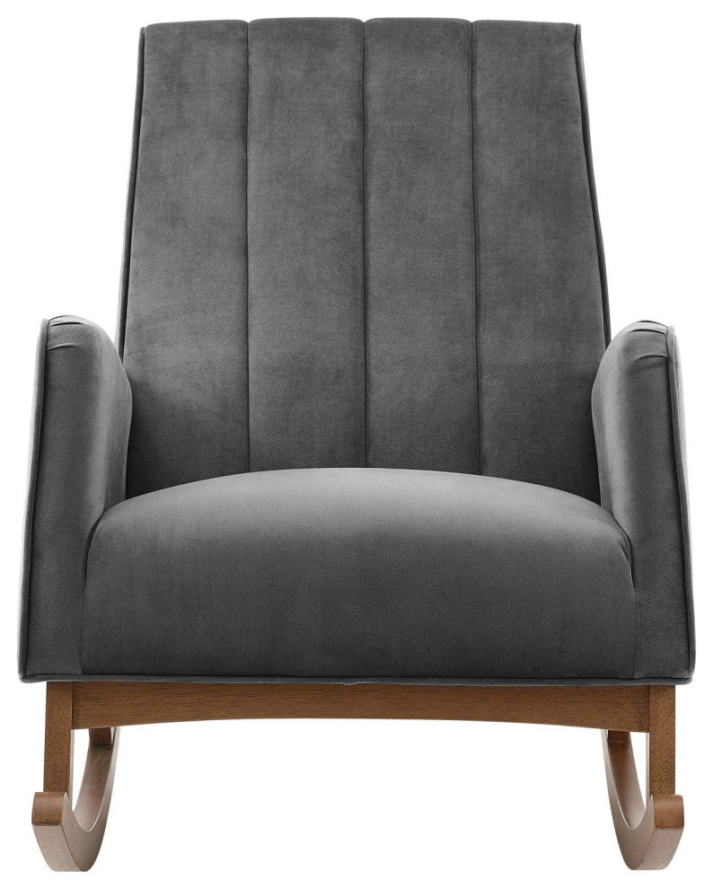 Accent Rocking Chair Armchair, Velvet, Gray, Modern, Lounge Hospitality