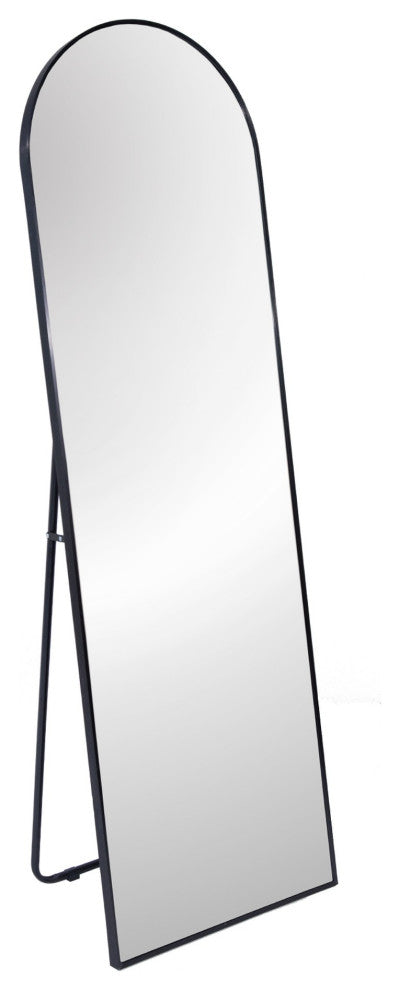 Rectangular Aluminum Framed Freestanding Bedroom Mirror, Black, 22''x 65''