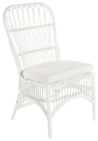 Rattan Loop Side Chair With Seat Cushion, Set of 2, White