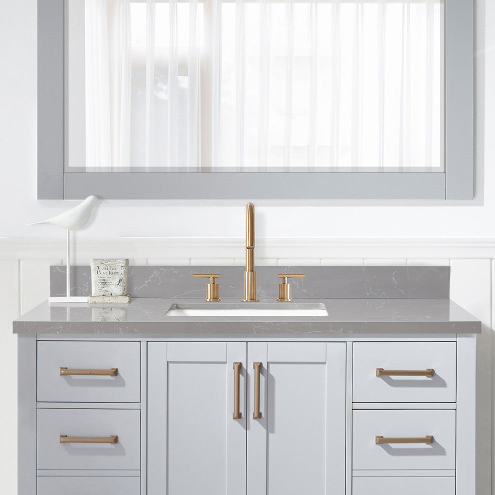 Jaen Composite Stone Vanity Top With Ceramic Sink, Reticulated Gray, 49"