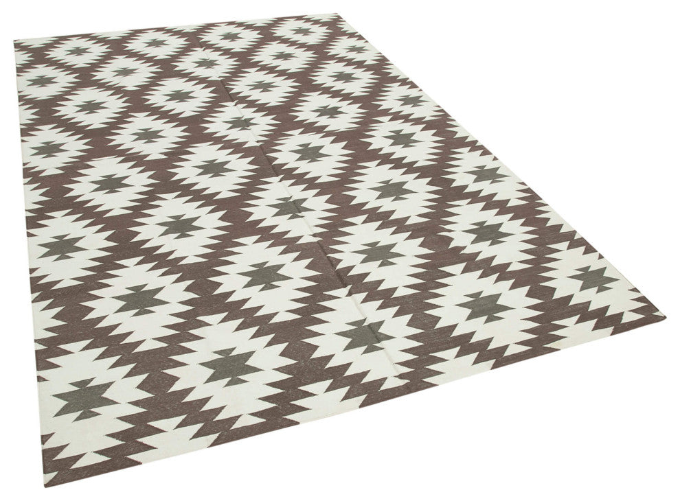 Rug N Carpet - Handmade Wool 5' 9'' x 8' 10'' Geometric Dhurrie Kilim Rug