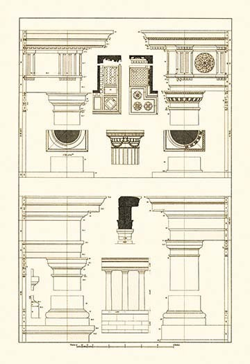 Doric, Tuscan Orders and Columns - Gallery Wrapped Canvas Art 28" x 42"