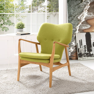 Modern Contemporary Lounge Chair, Green Fabric