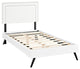Jessamine Twin Vinyl Platform Bed With Round Splayed Legs, White