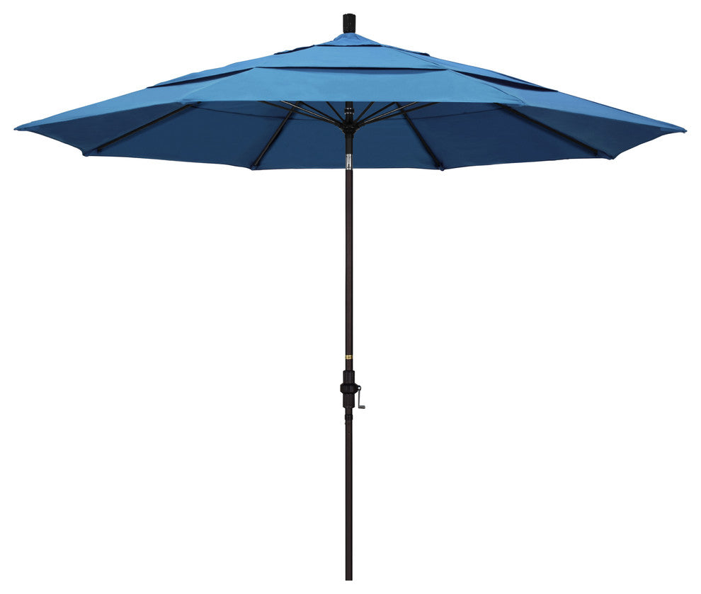 11' Bronze Collar Tilt Lift Fiberglass Rib Aluminum Umbrella, Pacifica, Capri