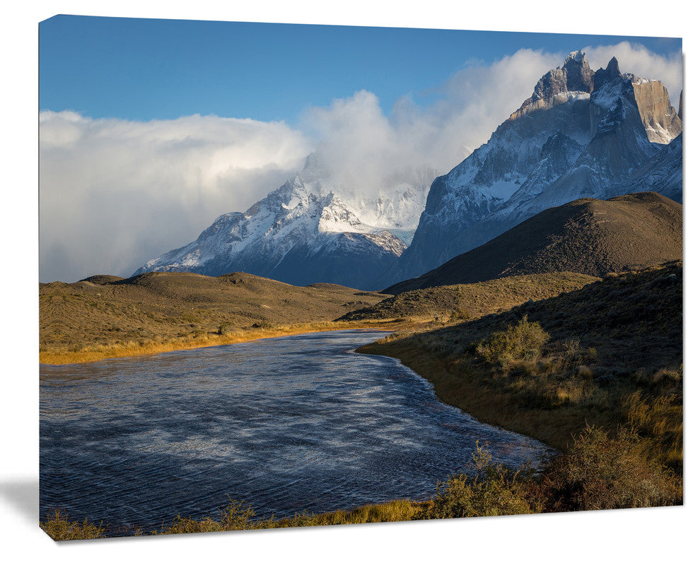 Beautiful View of Torres del Paine, Large Beach Canvas Wall Art, 40"x30"