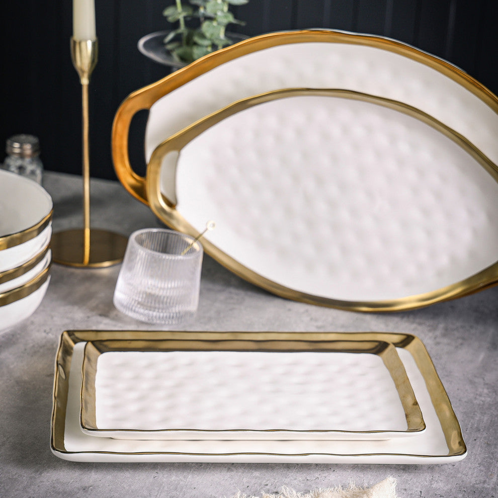 2-Piece Stone Lain Florian Porcelain Serving Set, White