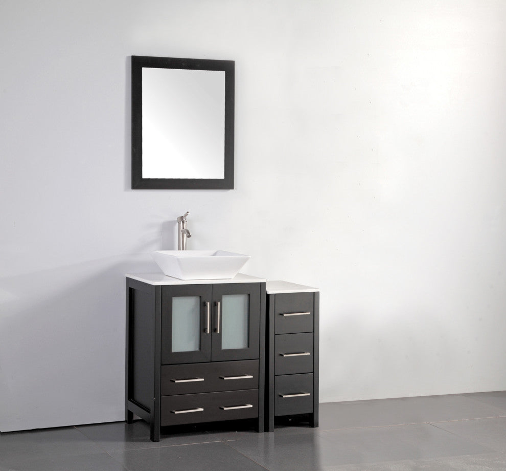 Vanity Art Bathroom Vanity Set With Sink, Espresso, 36", Standard Mirror