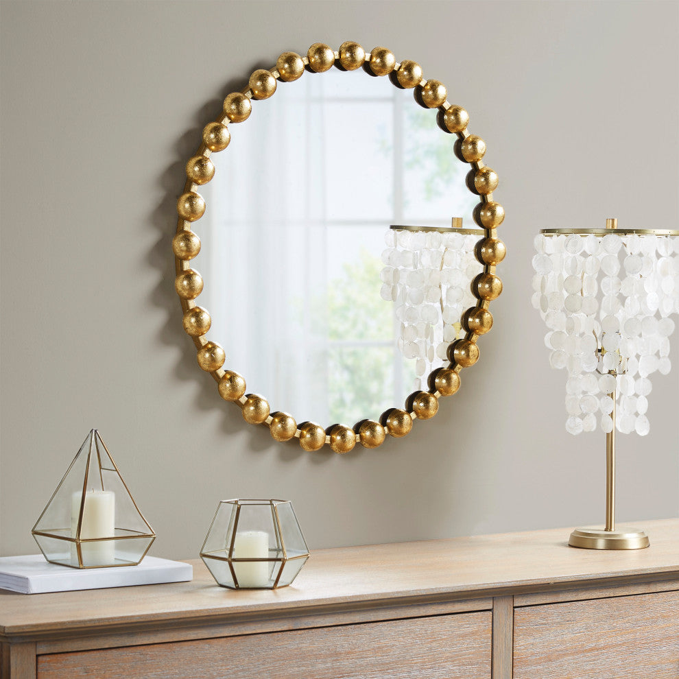 Madison Park Signature Gold Round Iron Framed Wall Decor Mirror