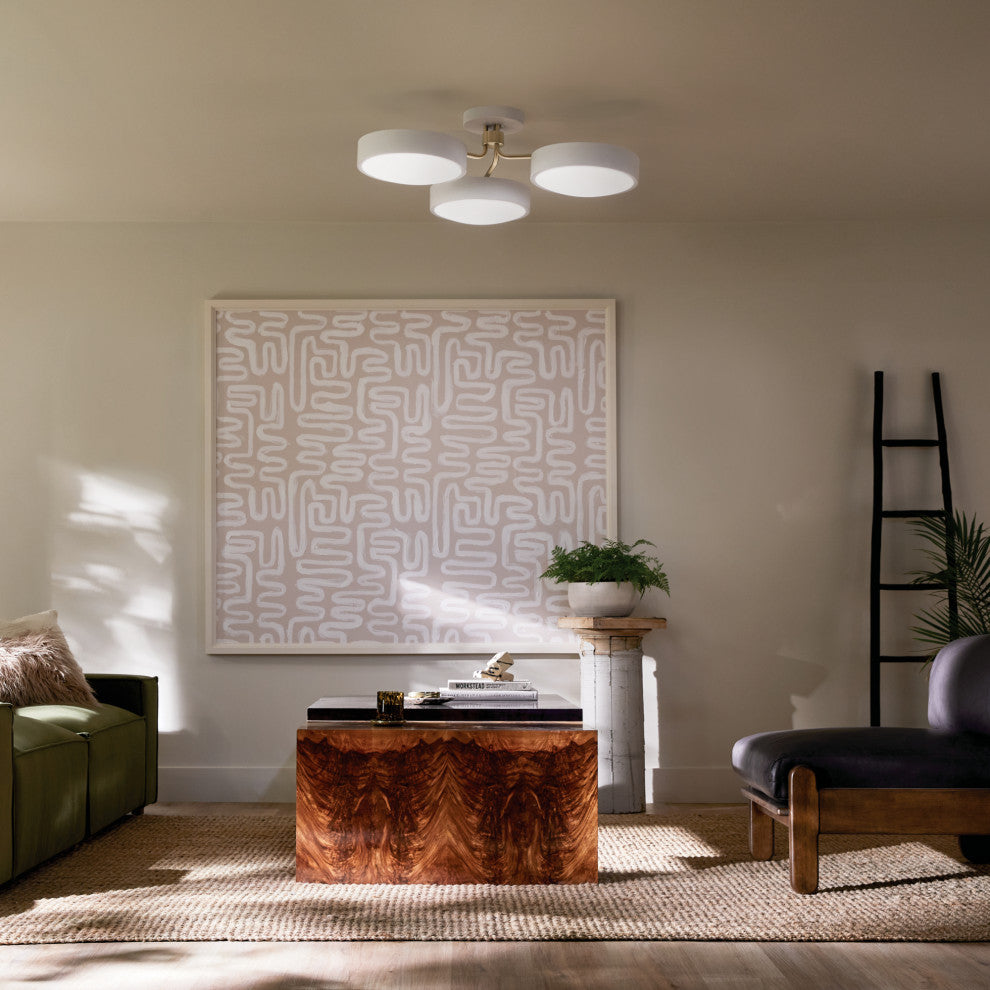 Sago 3 Light Semi Flush Light, White