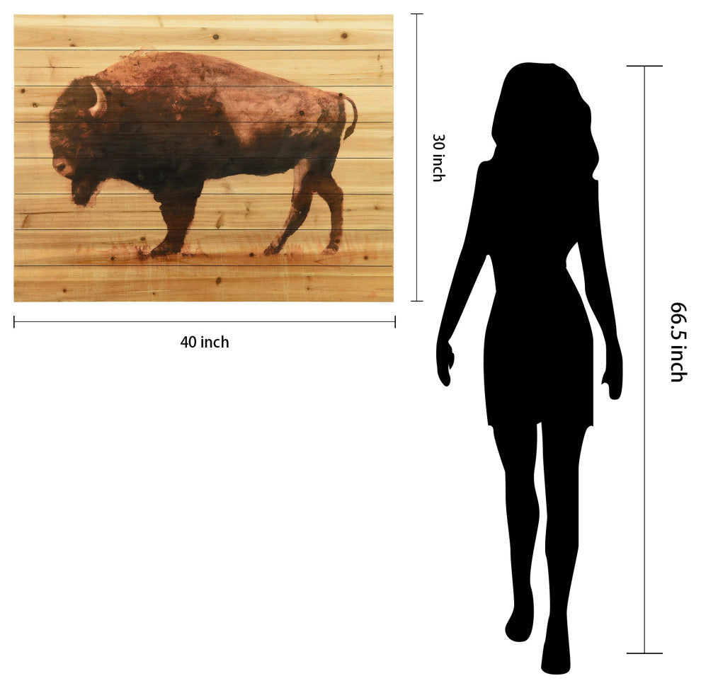 "Roam I" Bison Wall Art Digital Print on Solid Wood