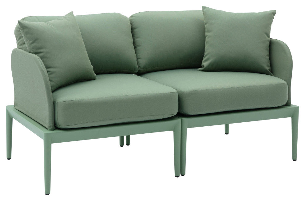 Kapri Taupe Modular Outdoor Loveseat, Moss Green