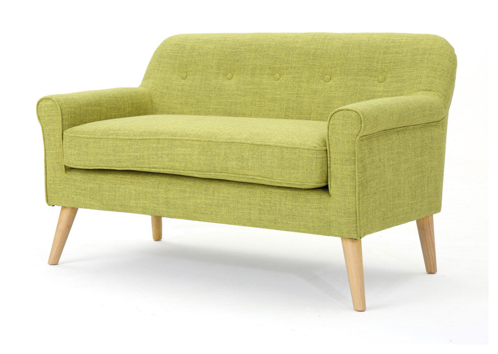 GDF Studio Mia Mid Century Modern Fabric Loveseat, Muted Green