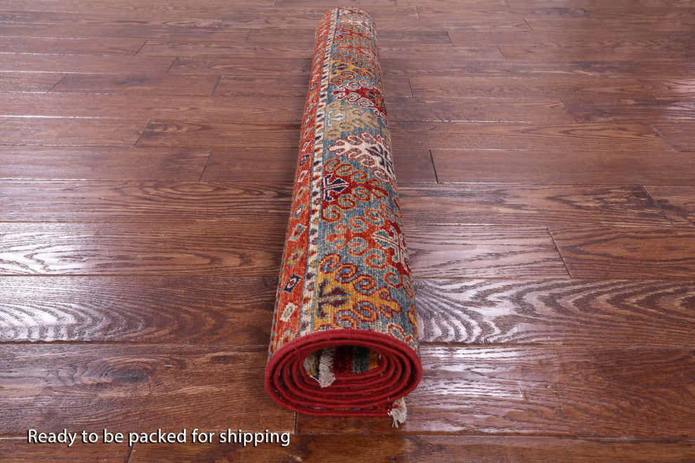 3' 10" X 6' 0" Hand Knotted Wool Super Kazak Khorjin Rug - Q12689