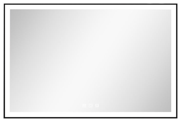 Kiva-Rhyme Black Framed LED Vanity Wall Mounted Mirror, 24x32", 3 Buttons, 48"x36