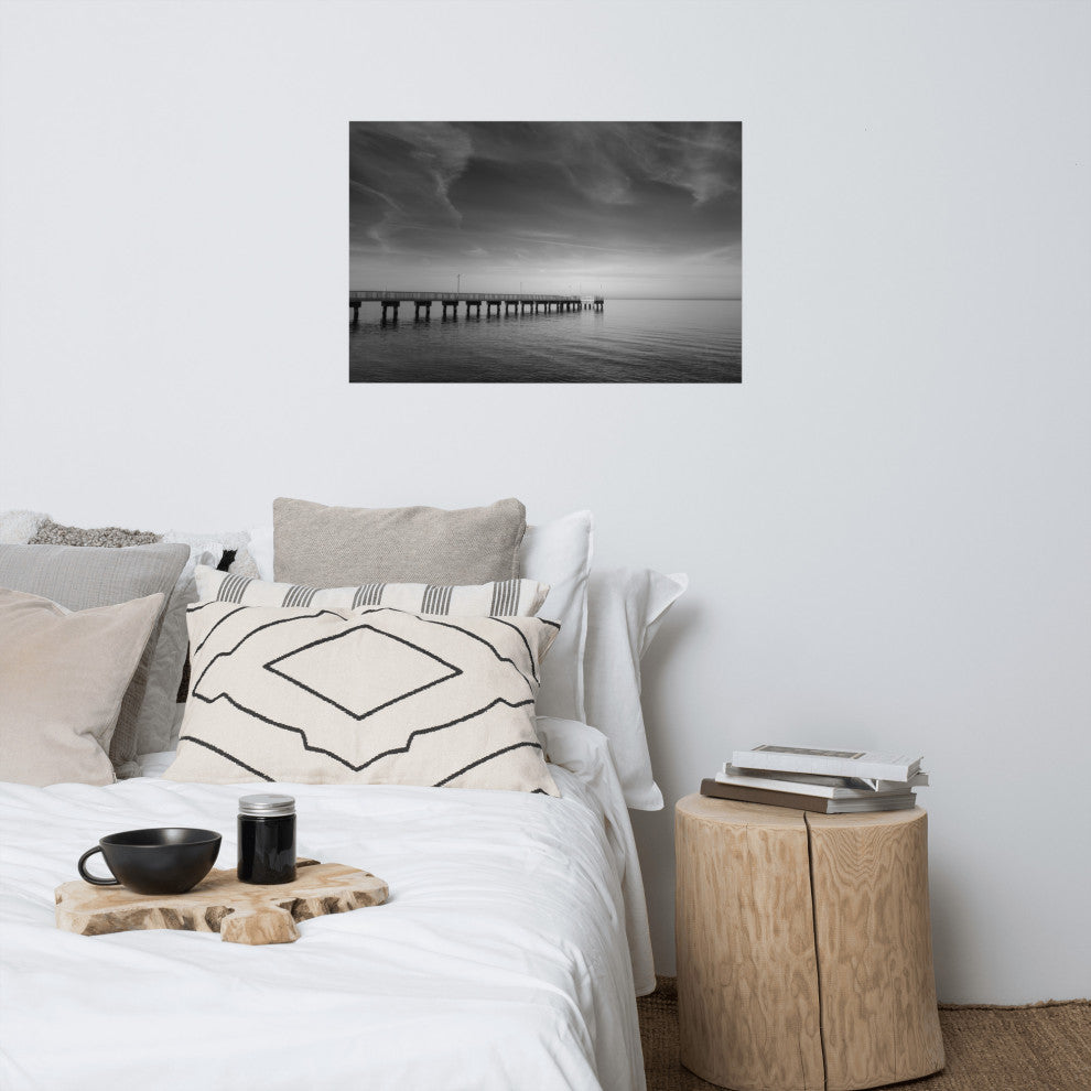 End of the Pier Landscape Photo, Beach Unframed Wall Art Print, 24" X 36"