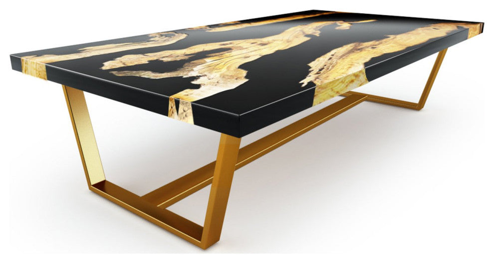 Morano Olive Wood Coffee Table, Black, W: 23.6" 60cm X L: 47.2" 120cm
