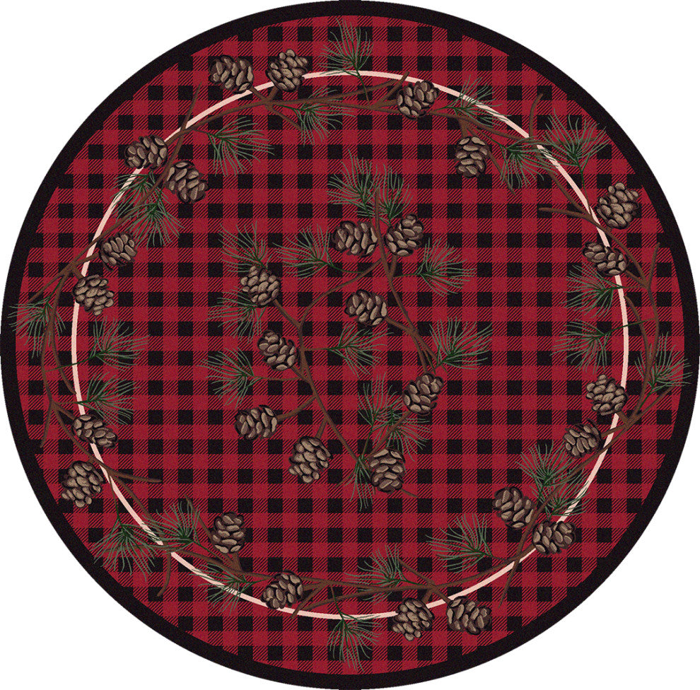 Wooded Pines, Red, 8' Round