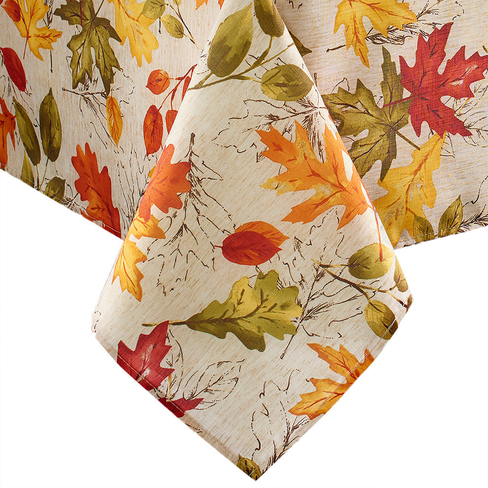 Autumn Leaves Fall Printed Tablecloth, Multi, 60"x144" Oblong