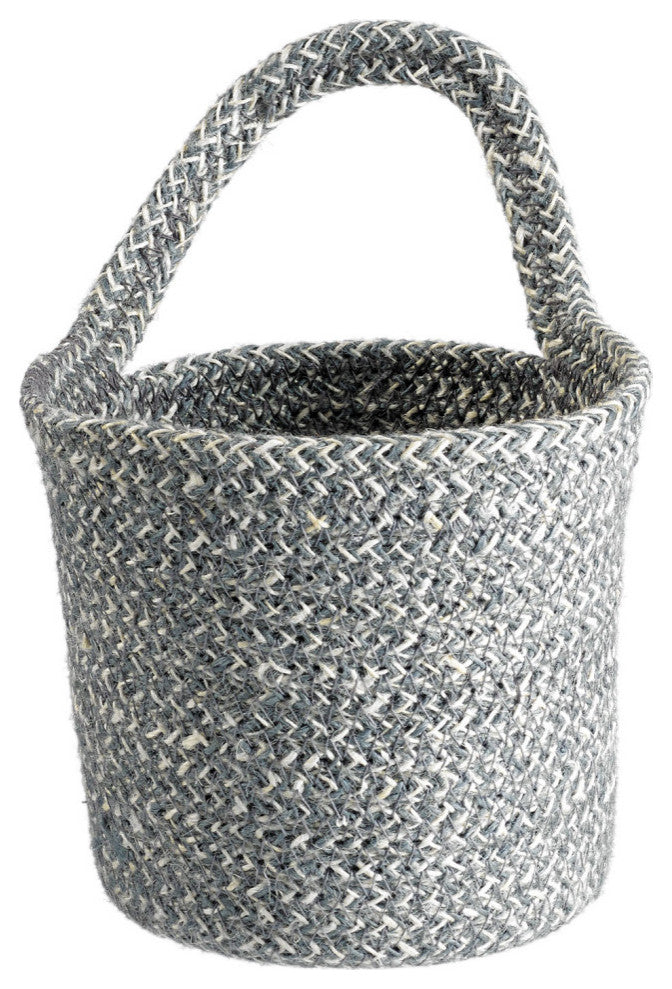 Melia Woven Jute Hanging Basket with Handle 4.6 x 5.2 x 4.8in. Slate