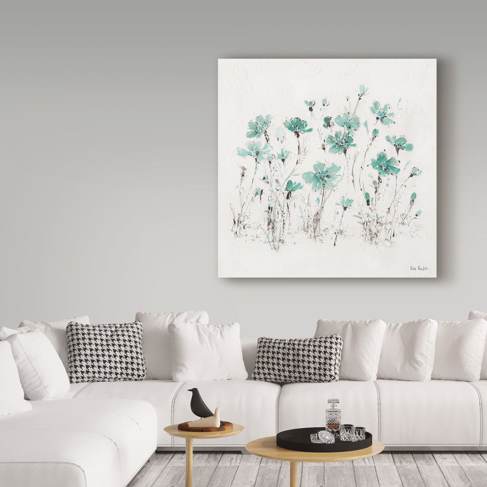 Lisa Audit ''Wildflowers Iii Turquoise'' Canvas Art, 14"x14"