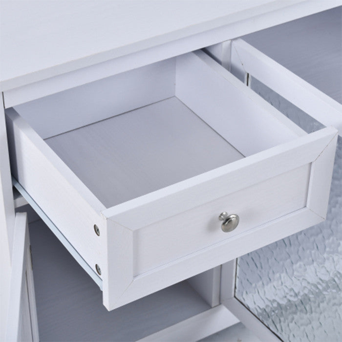 65 inch TV stand with 4 doors adjustable panels cabinet with white finish