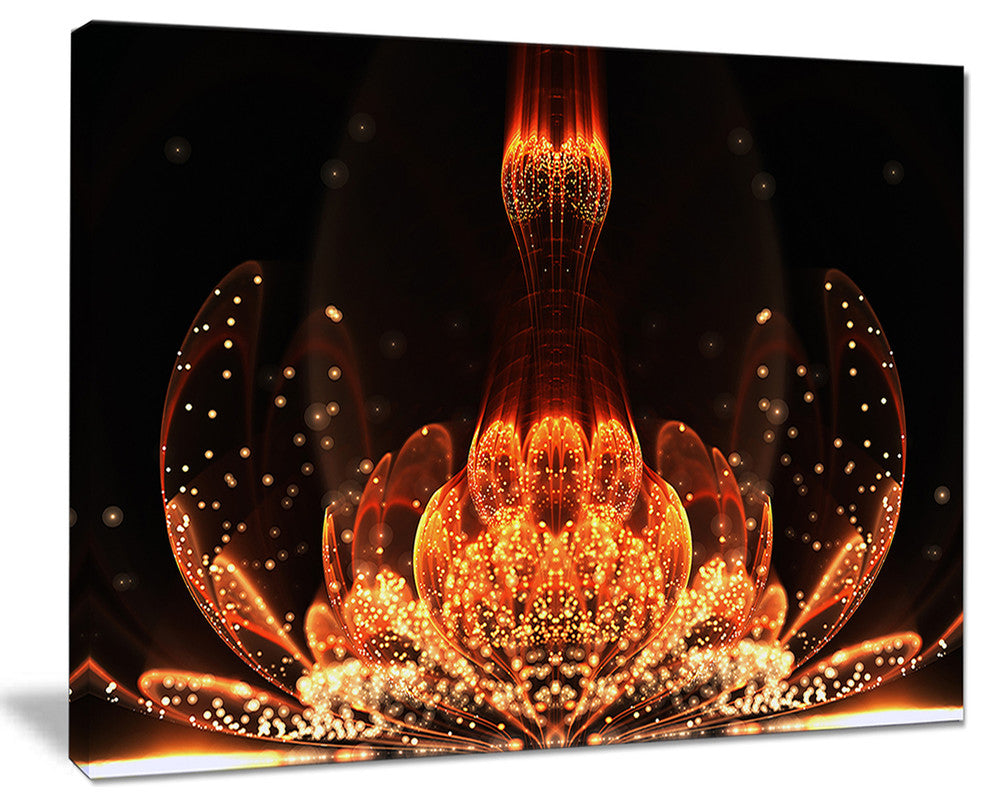 "Bright Orange Glossy Fractal Flower" Floral Wall Art Canvas, 40"x30"