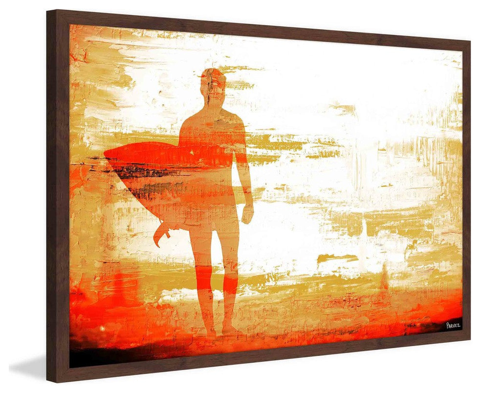Parvez Taj "Dusk Red Surf" Framed Painting Print, 36"x24"