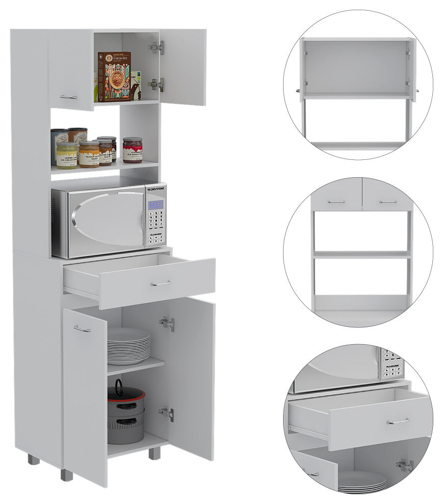 DEPOT E-SHOP Mucura Microwave Cabinet with Drawer, White