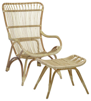 Monet Highback Rattan Lounge Chair and Footstool, Natural