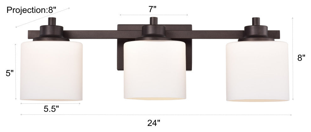 CHLOE Lighting SOLBI Contemporary 3-Light Oil Rubbed Bronze Bath Fixture